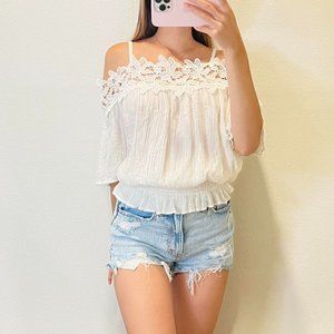 White Floral Lace Blouse